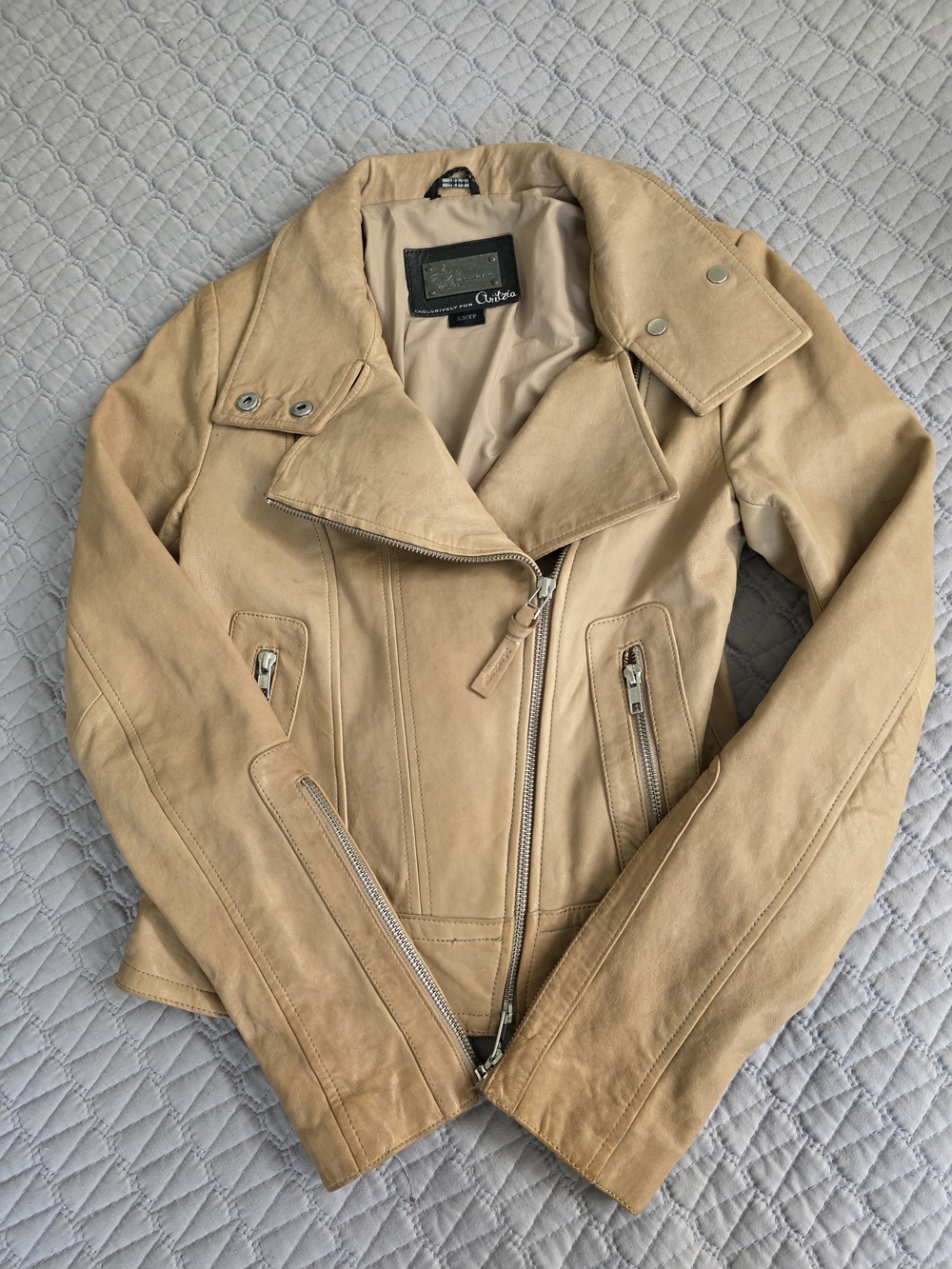Mackage X Aritzia Tan Leather Moto Jacket